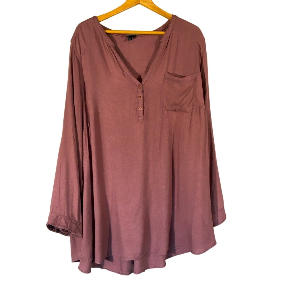 Torrid Long Sleeve Twill‎ Henley Popover Top